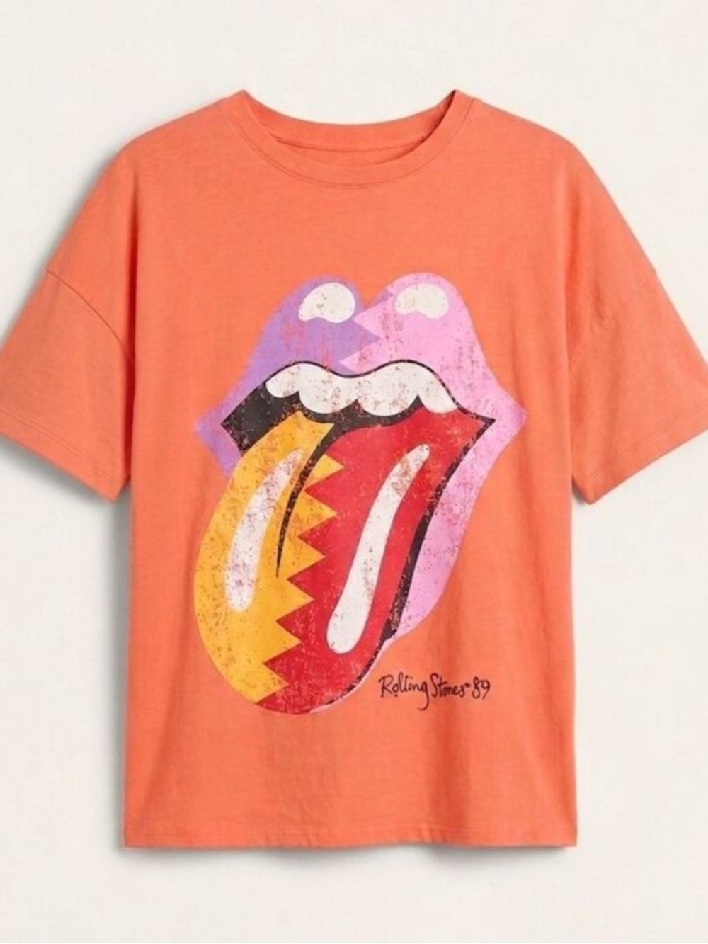 Fantastic Fawn Coral Graphic Rolling Stones Tee